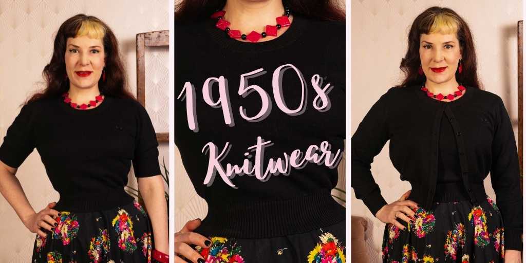 1950s retro knitwear vintage cardigan and short sleeve jumper