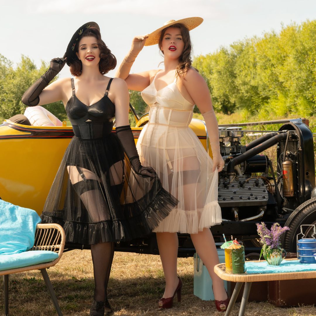 1950s frilly petticoats in sheer nylon