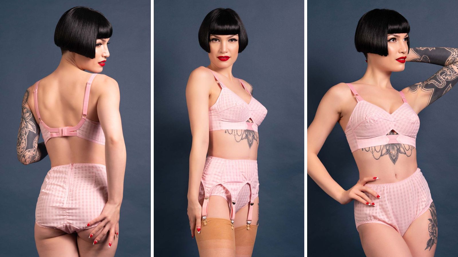 1950s style pink gingham lingerie