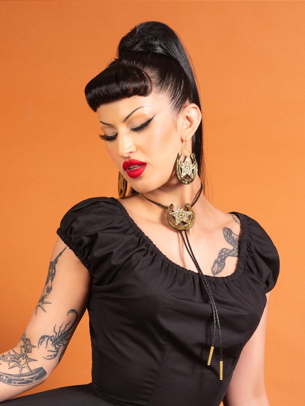 1950s Rita Black Milkmaid Dress V017BC