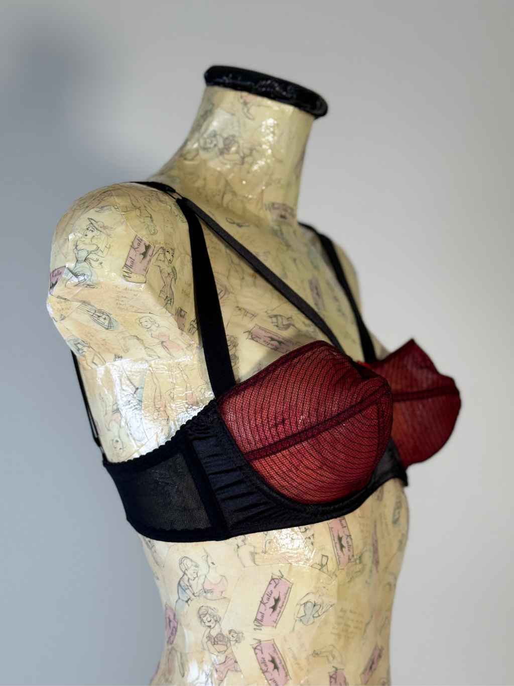 AL242 Black Red Bra 32DD