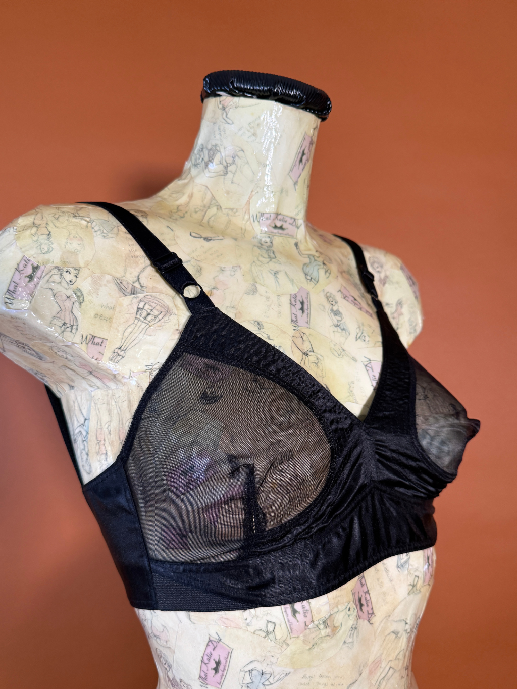 AL96 1940s Black Sheer Bra 32DD