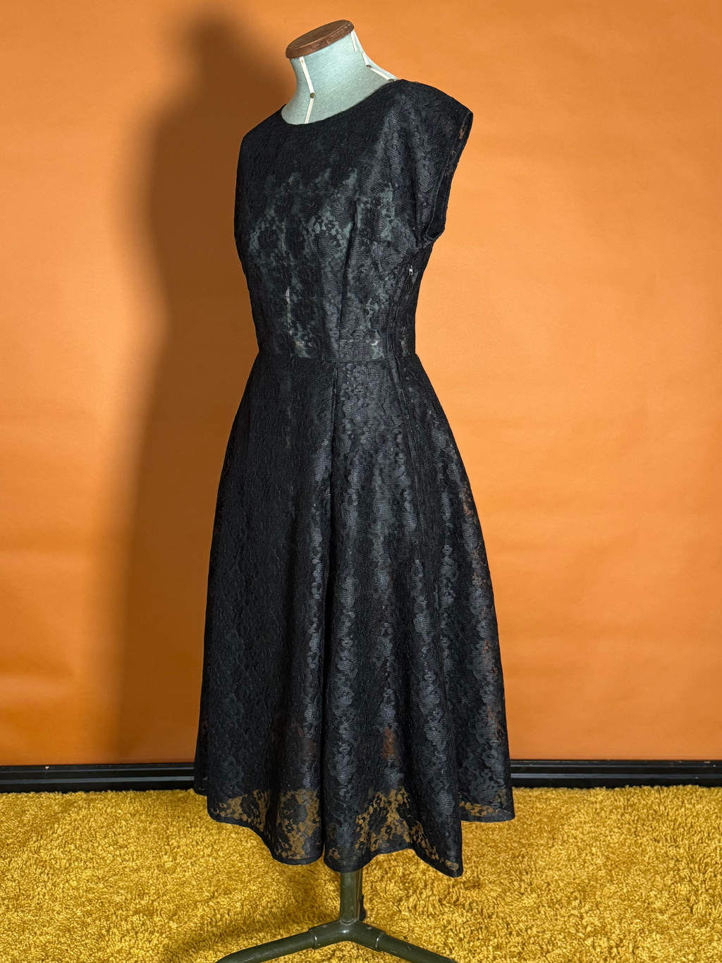 SD006 SAMPLE Black Lace Dress UK 10 / US 6