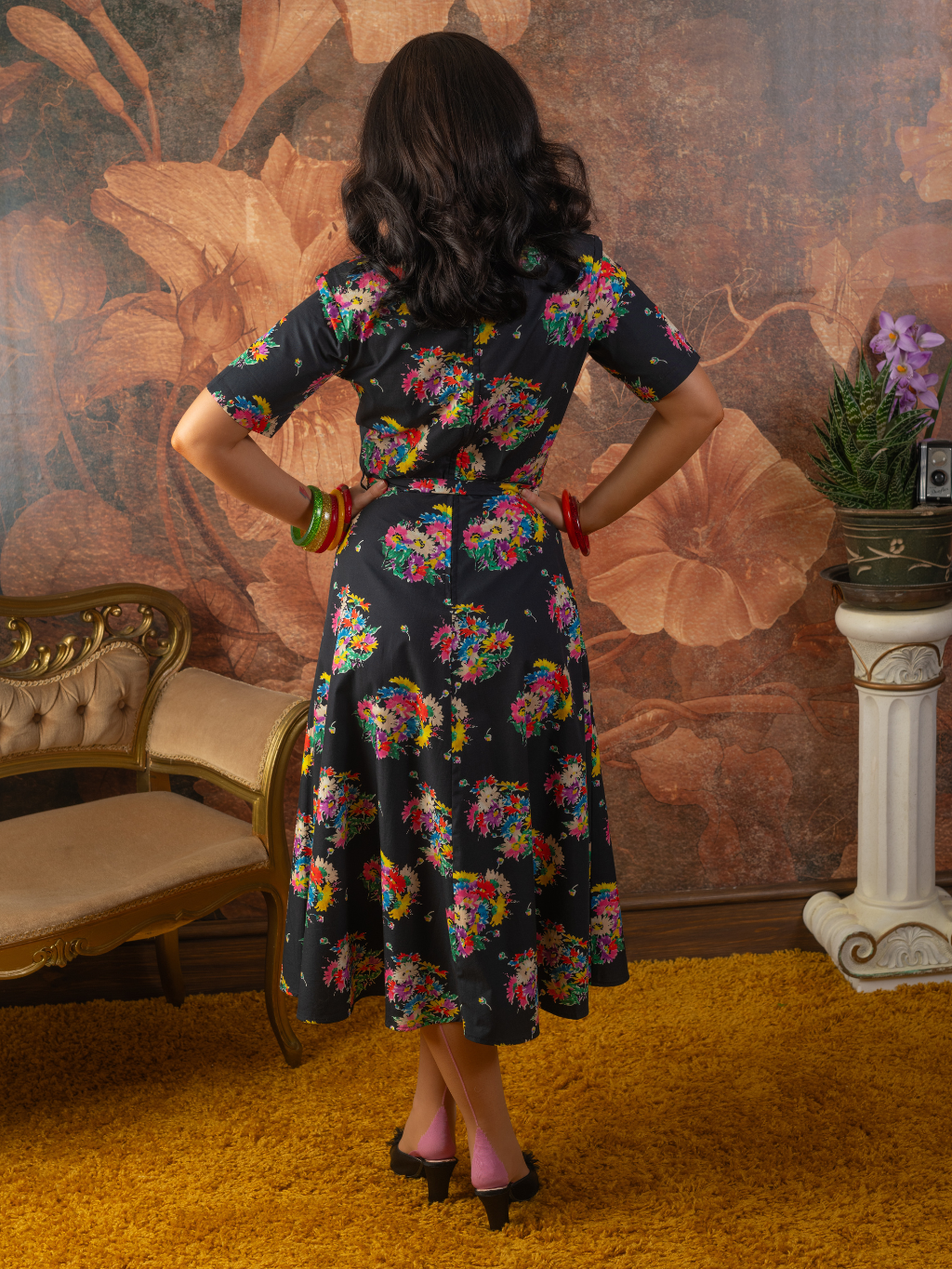 SD007 SAMPLE Dark Floral Vera Dress UK 8/ US 4