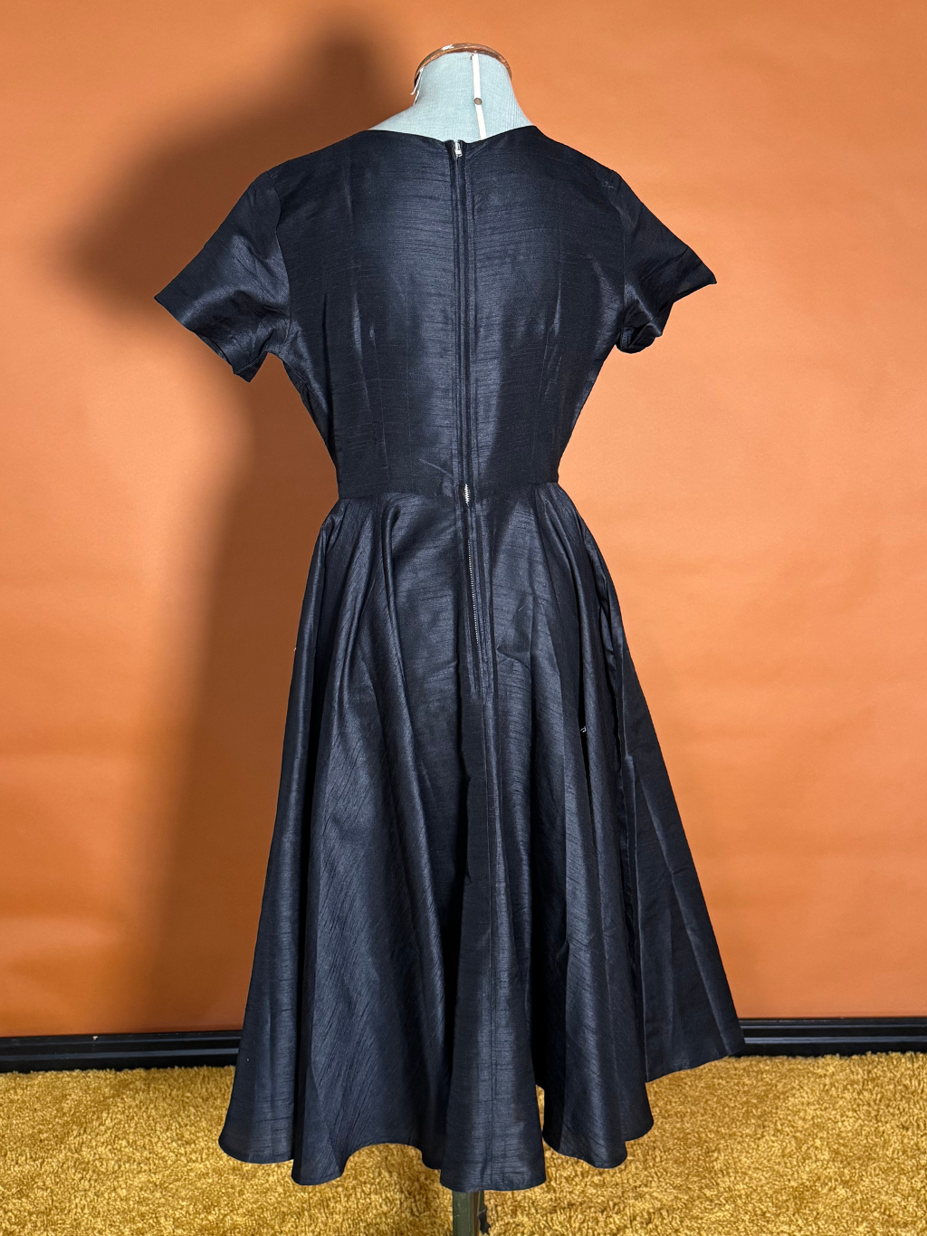 SD010 SAMPLE Black Dupion Dress UK 10 / US 6