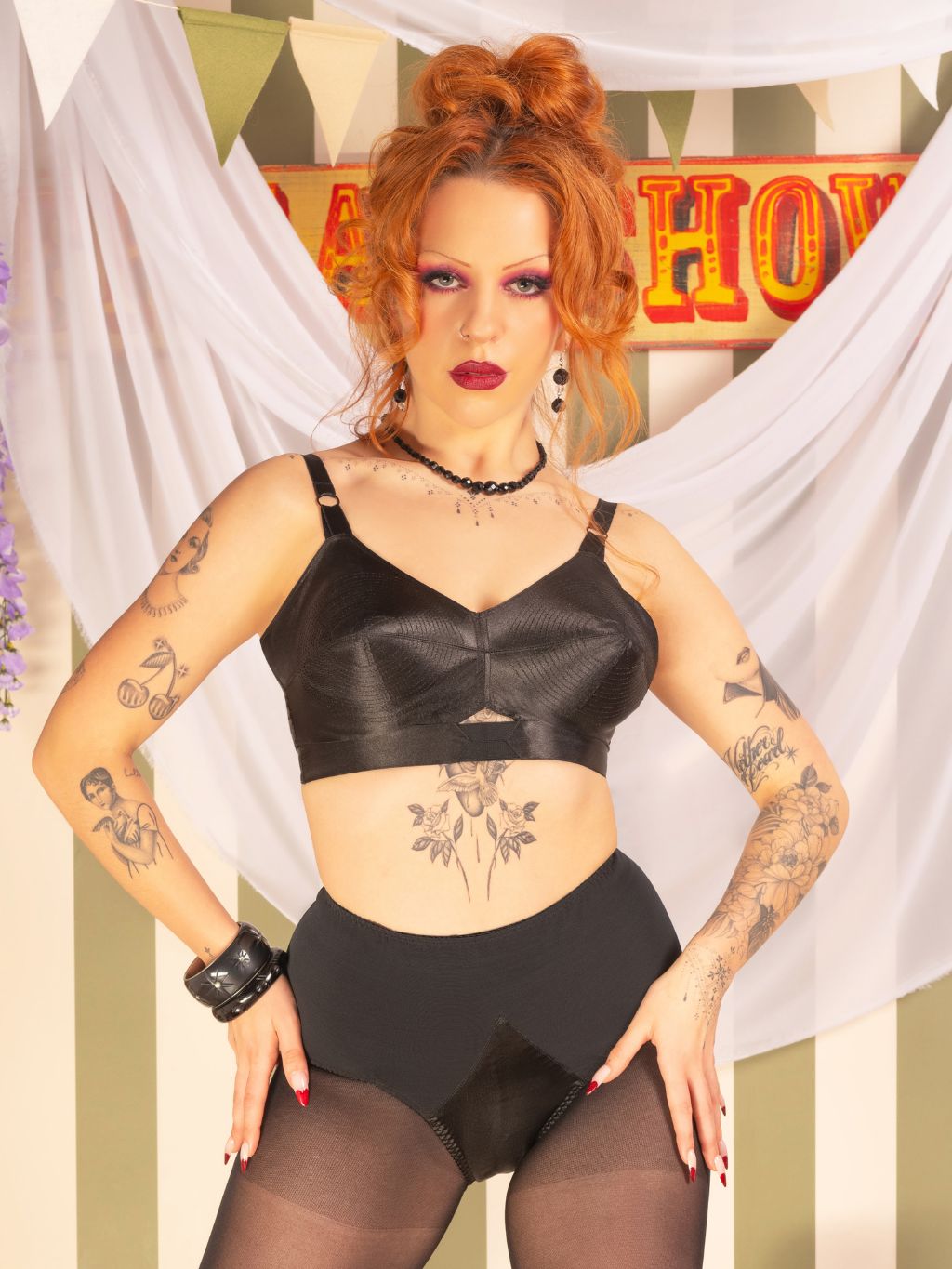 1950s style black high waisted knickers