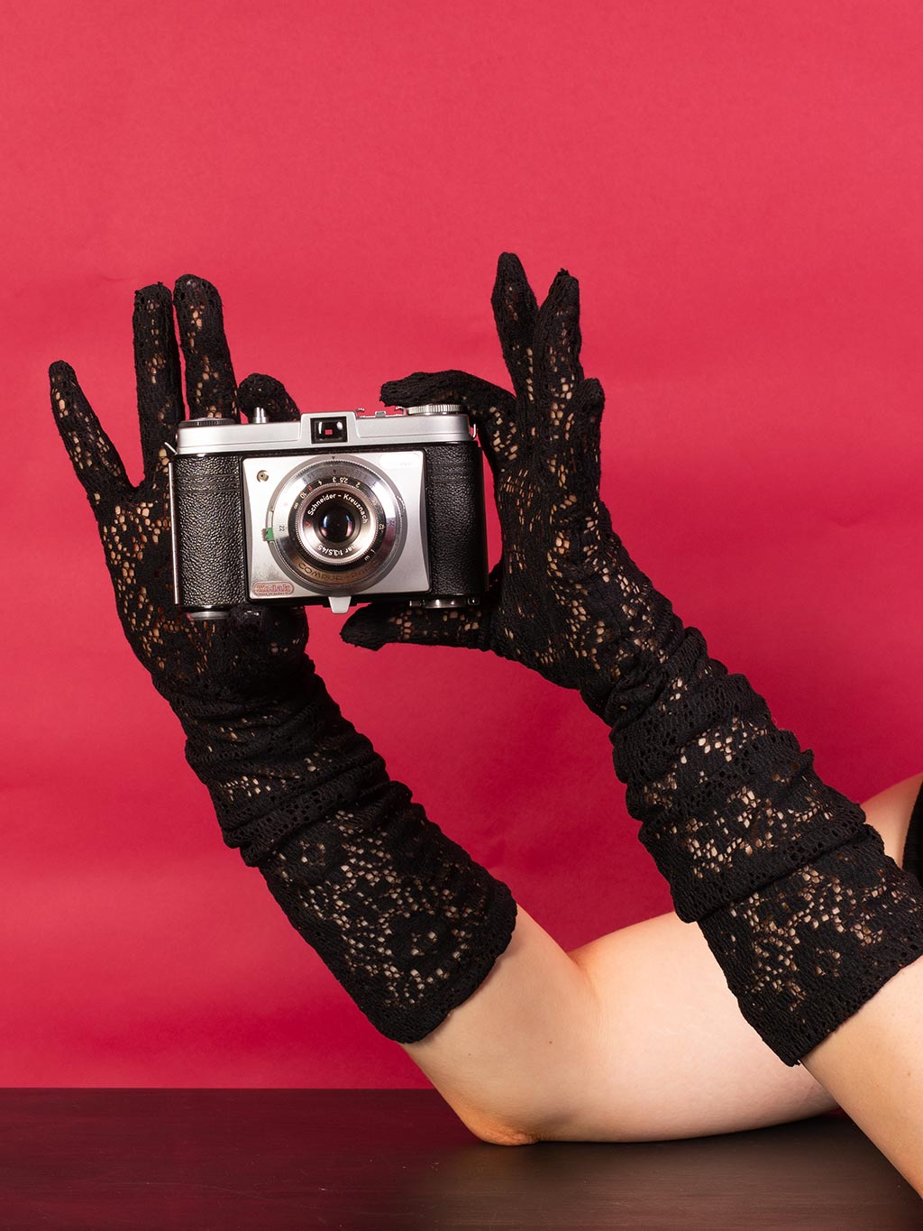 Black Lace Elbow-Length Cocktail Gloves