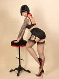 black sheer rht stockings worn with retro lingerie