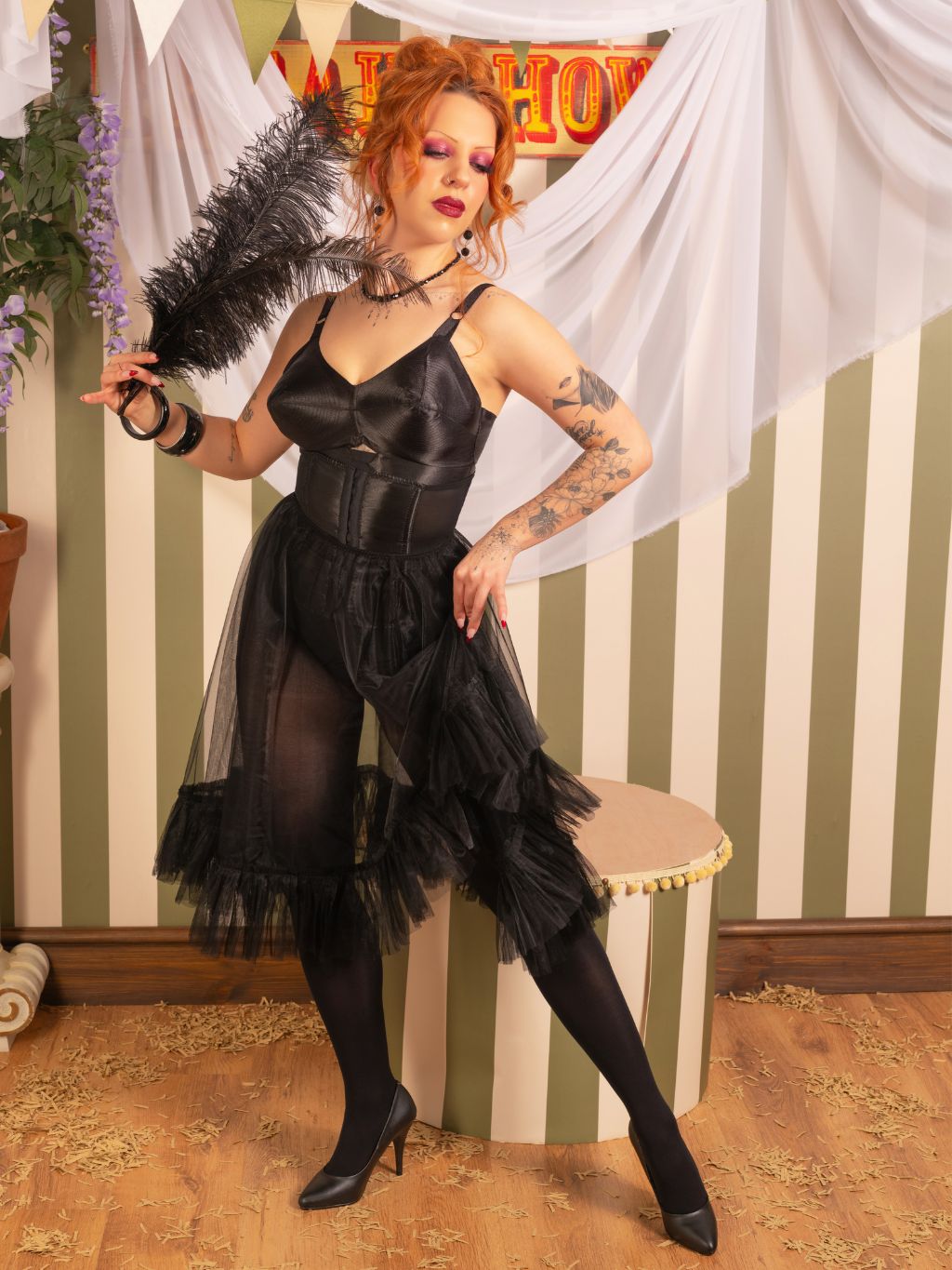 sheer black frilly petticoat