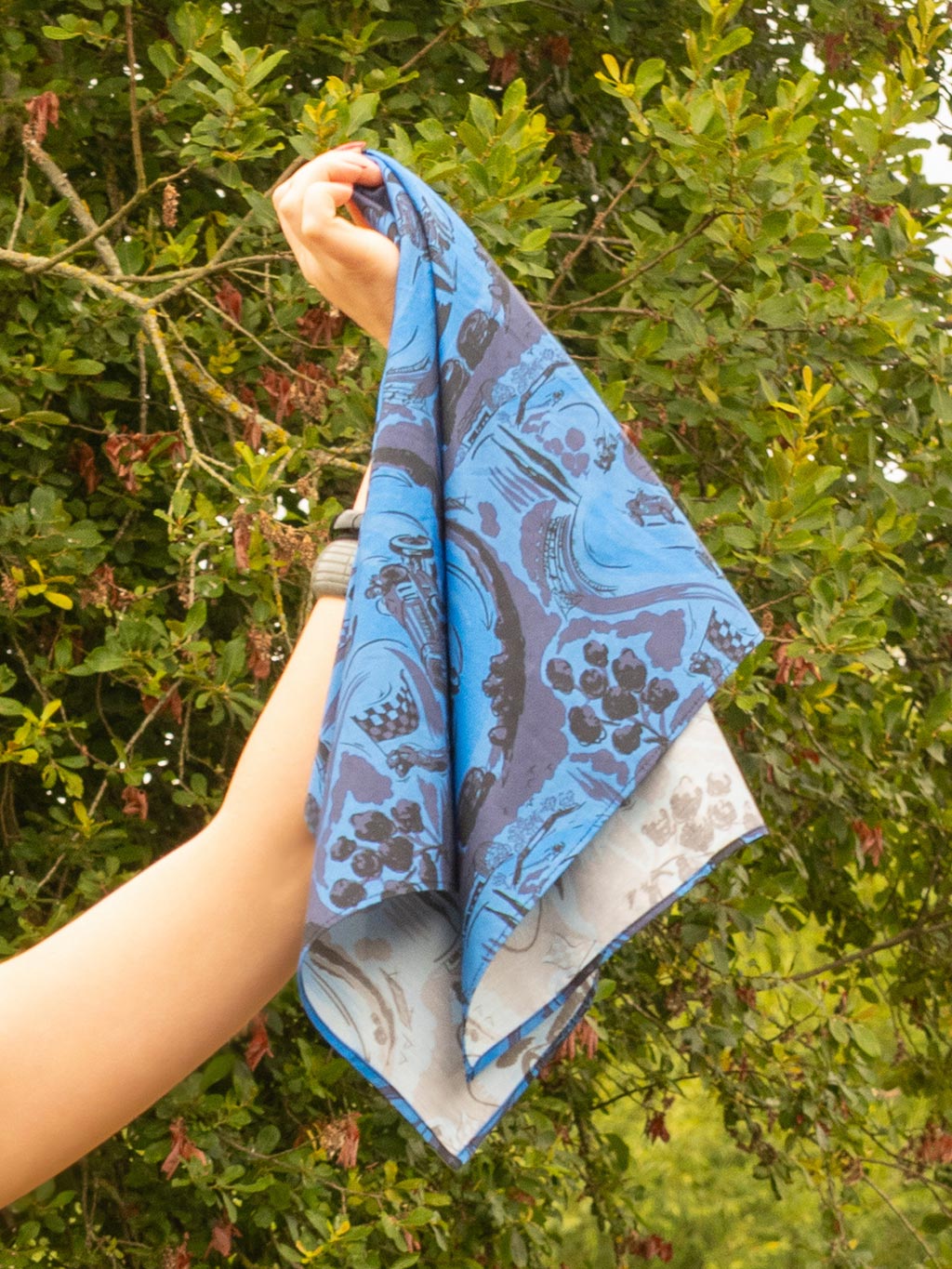 Blue Remus Racetrack Square Scarf