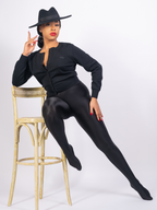 thick black seamed tights