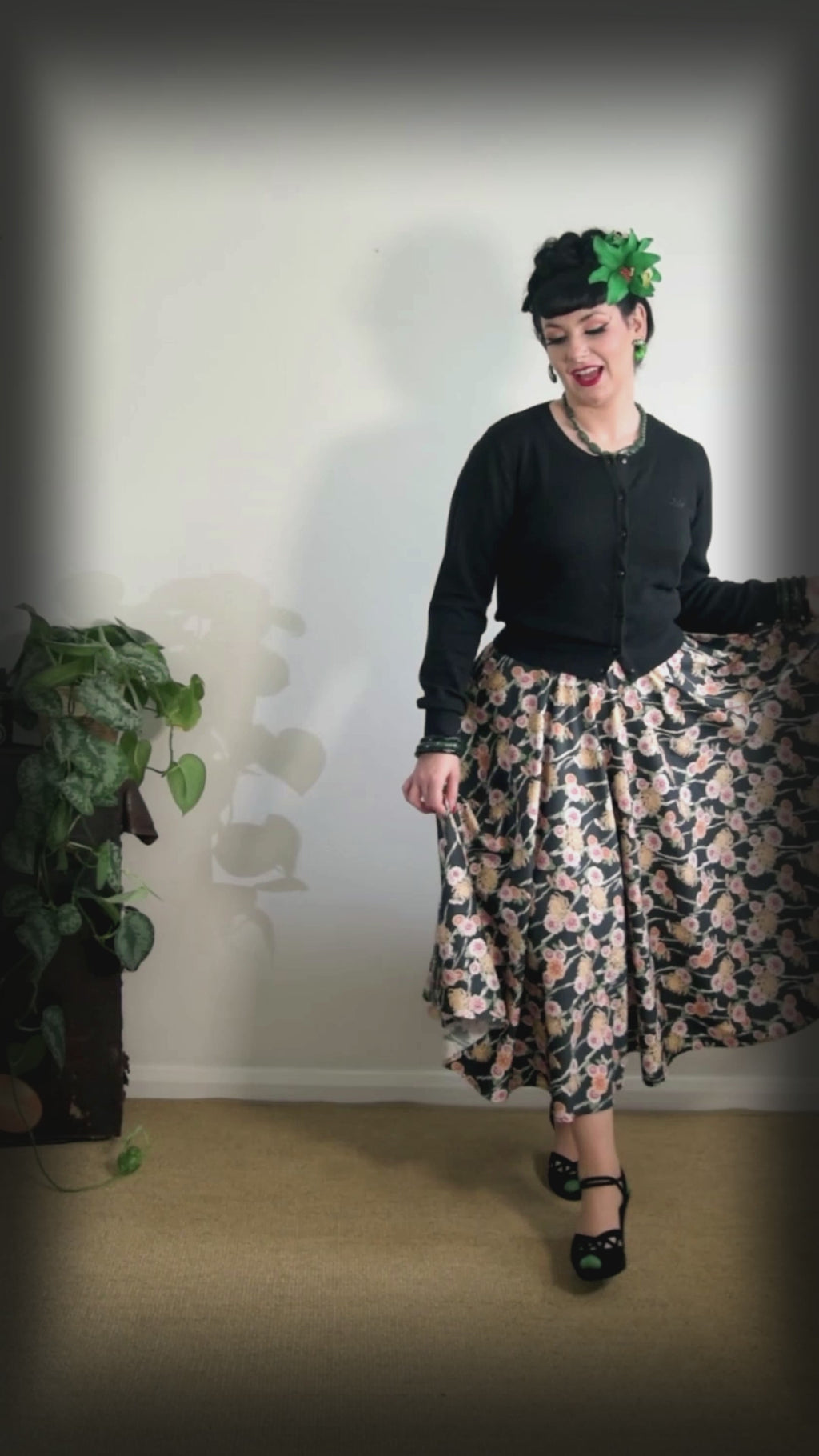 Kimono Print Adjustable 1950s Circle Skirt