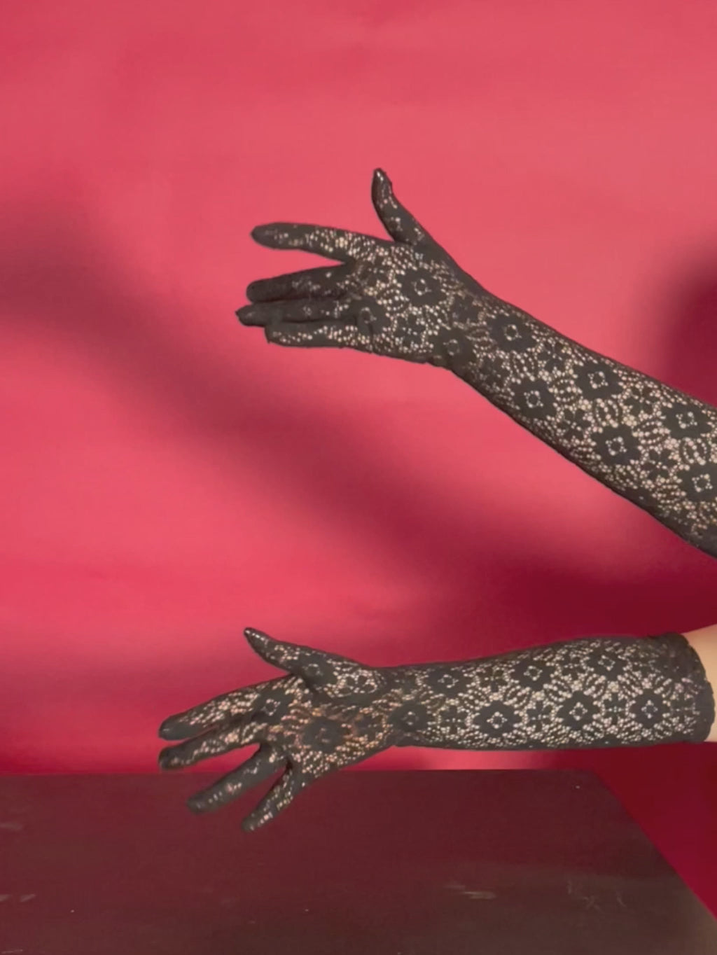 Black Lace Elbow-Length Cocktail Gloves