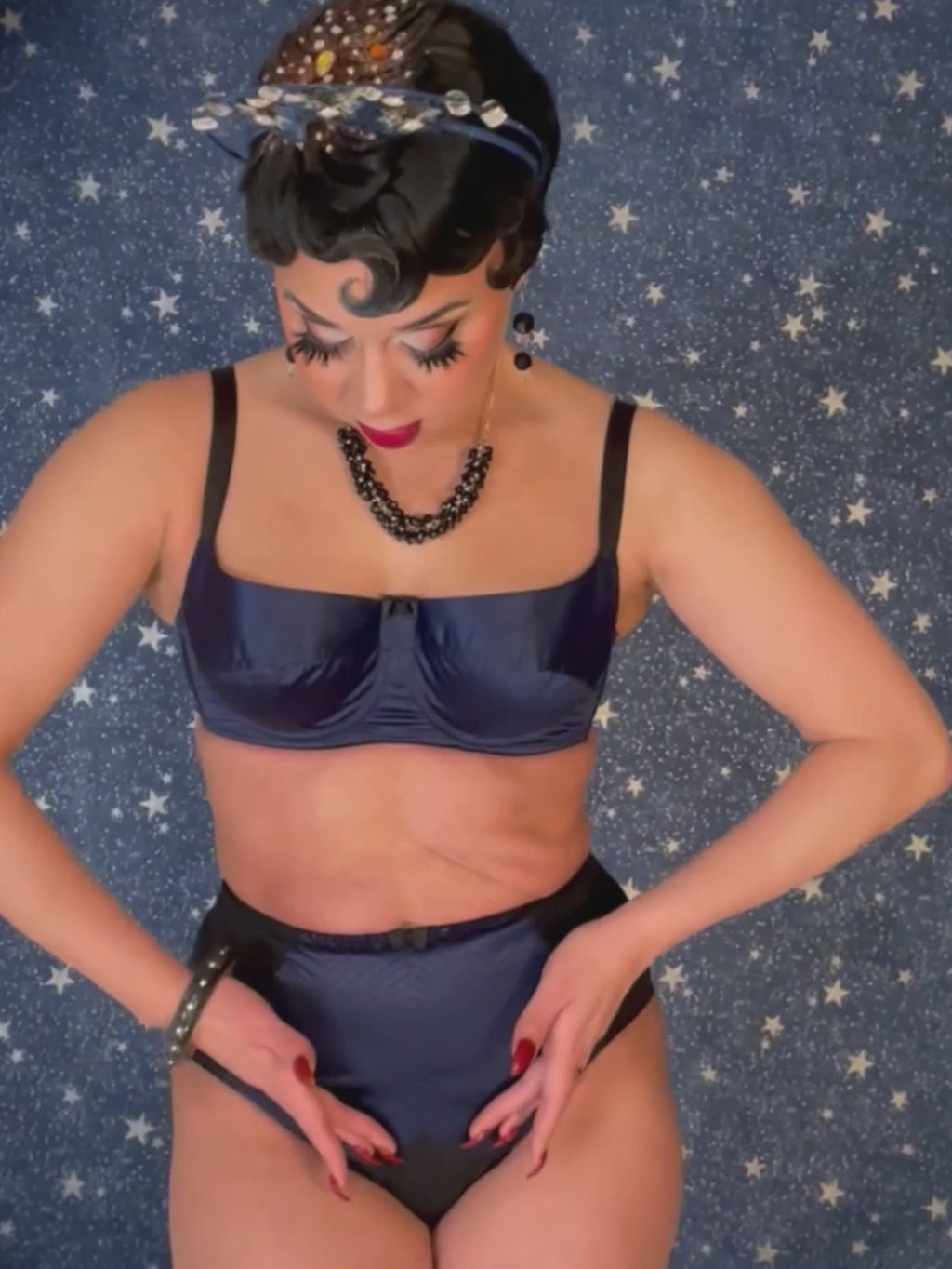 1950s navy blue lingerie