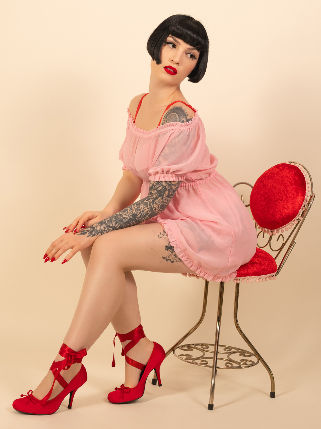 1960s inspired baby pink babydoll