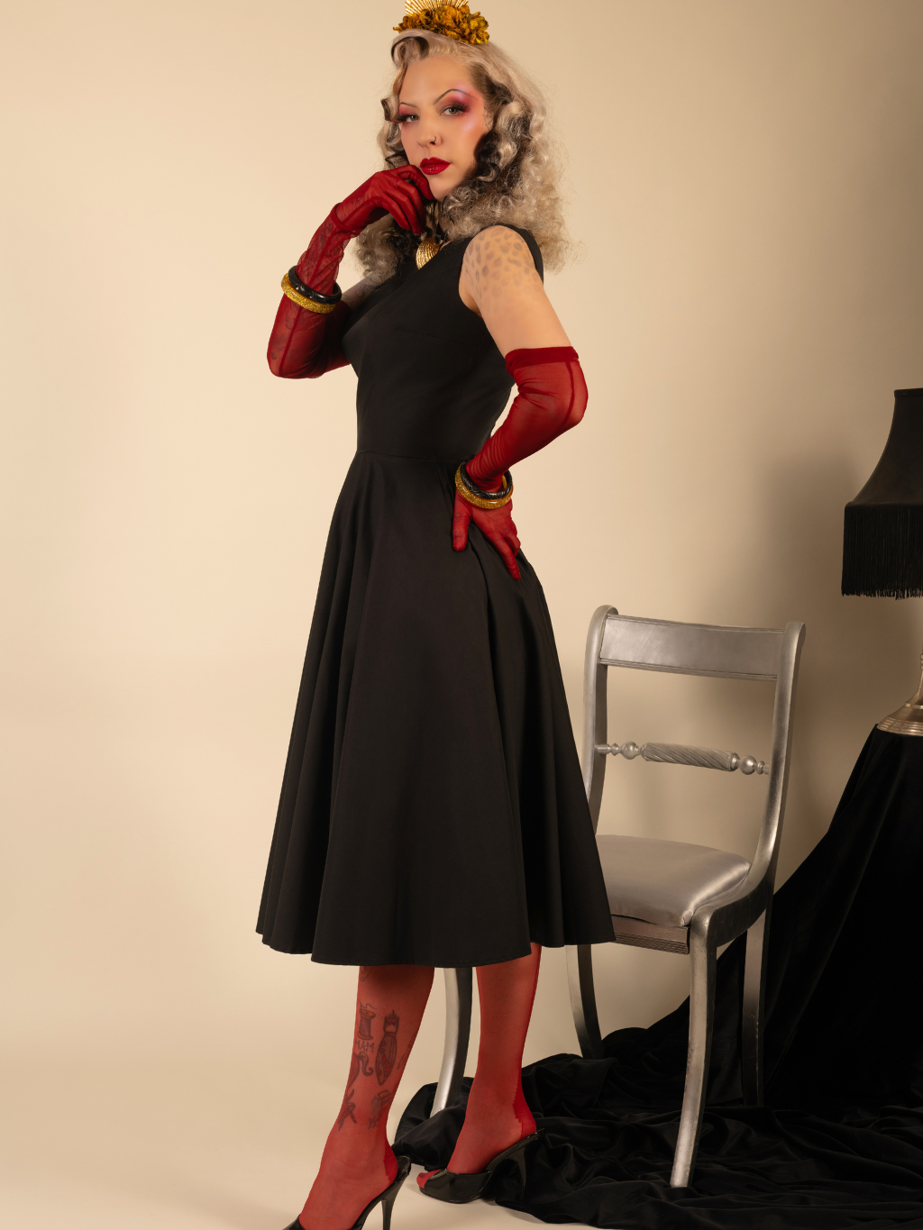 Vintage-Inspired Red Seamed Stockings