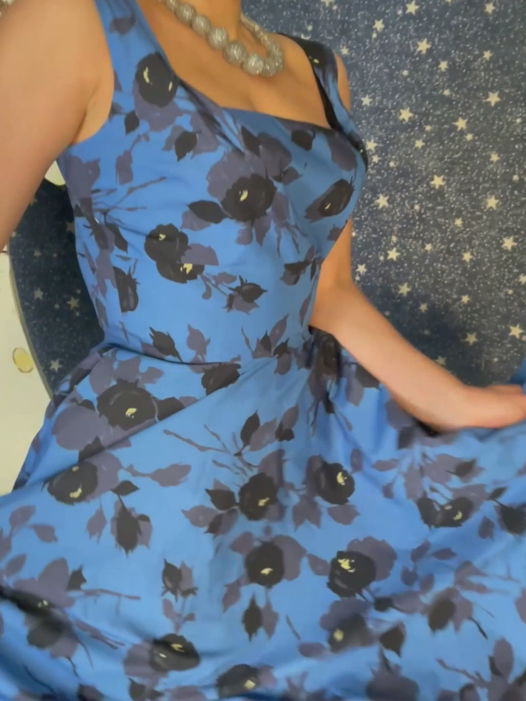 Caroline Blue Circle Skirt Dress