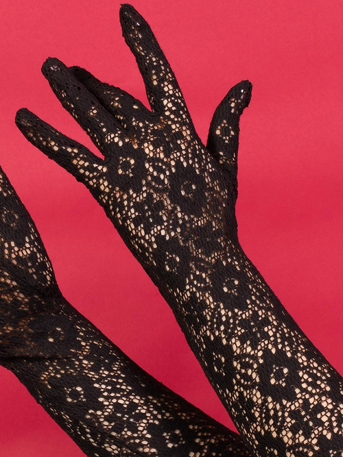 black lace cocktail gloves