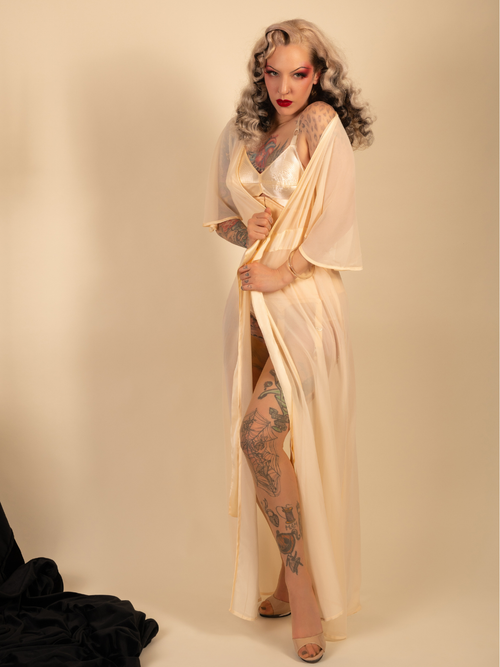 peach sheer robe