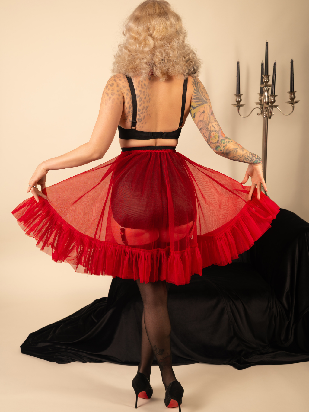 red short frilly pettcoat