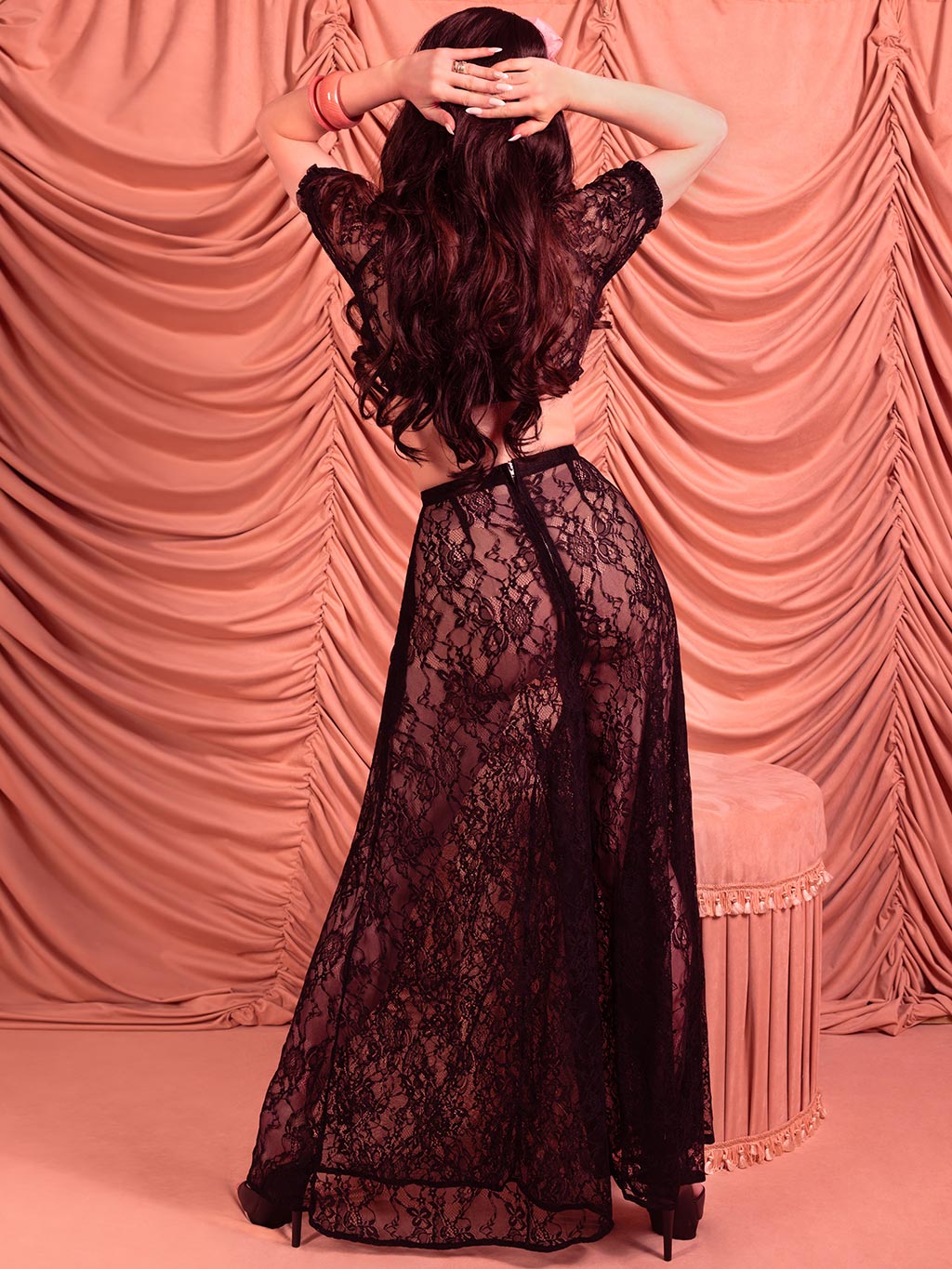 Black Lace Palazzo Pants