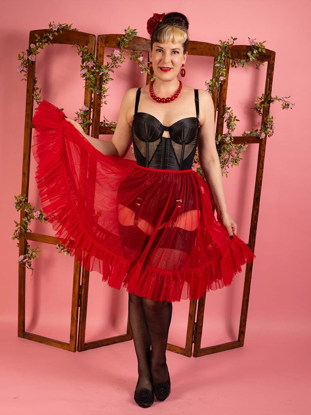 retro red frilly petticoat 