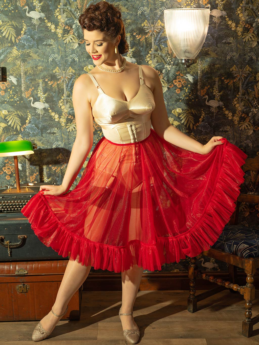 Retro Red Frilly Petticoat L8021R