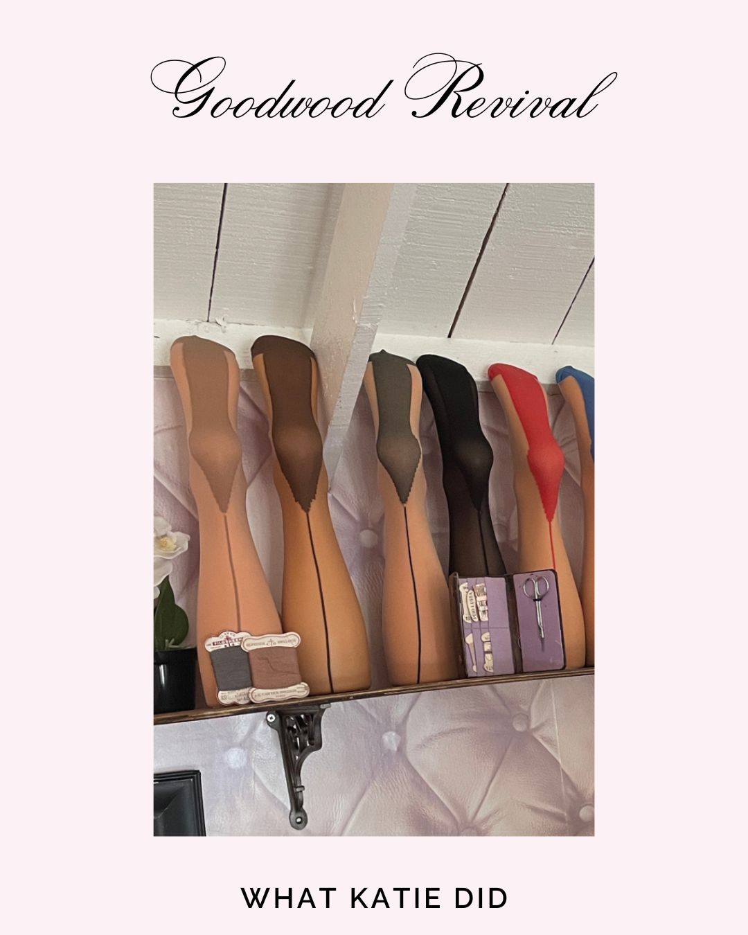 Seamed Stockings on display in What Katie Did's Goodwood Revival Pop Up Shop.