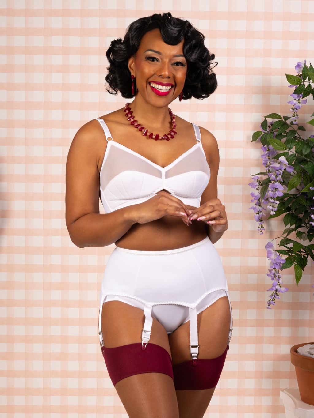 white 1950s suspender belt