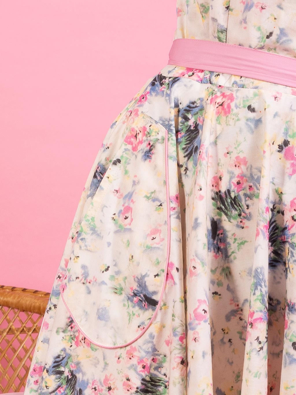 light pink floral milkmaid style dress