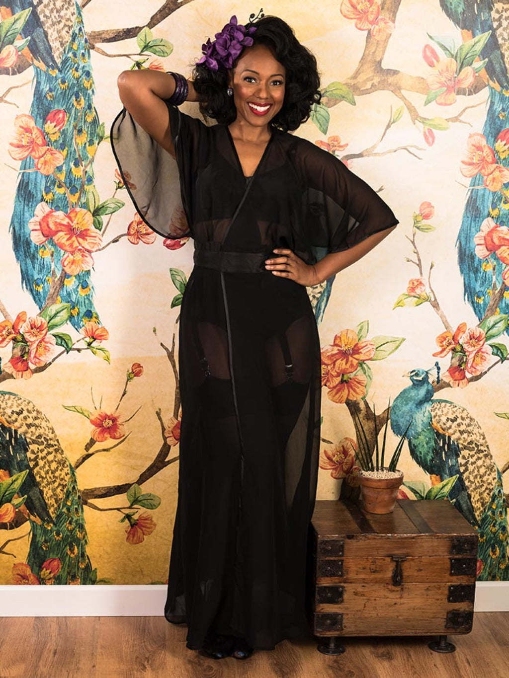 full length black vintage robe