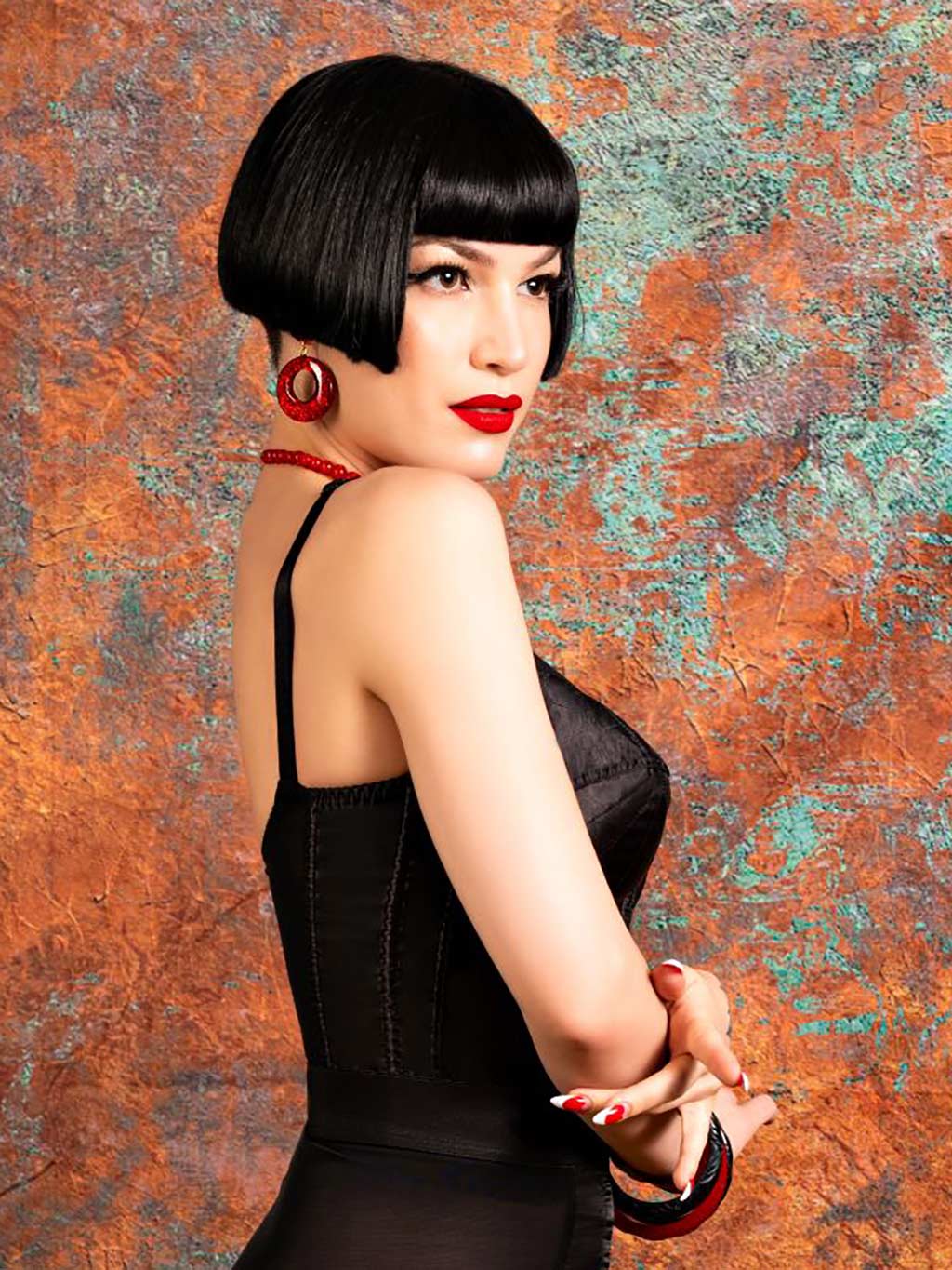 1950s black longline bra