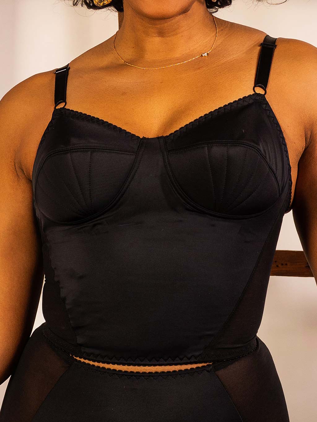 Beth Longline Bra by What Katie Did.  Made from a stretch lycra mix recycled fabric with power mesh back and sides for all day comfort.  