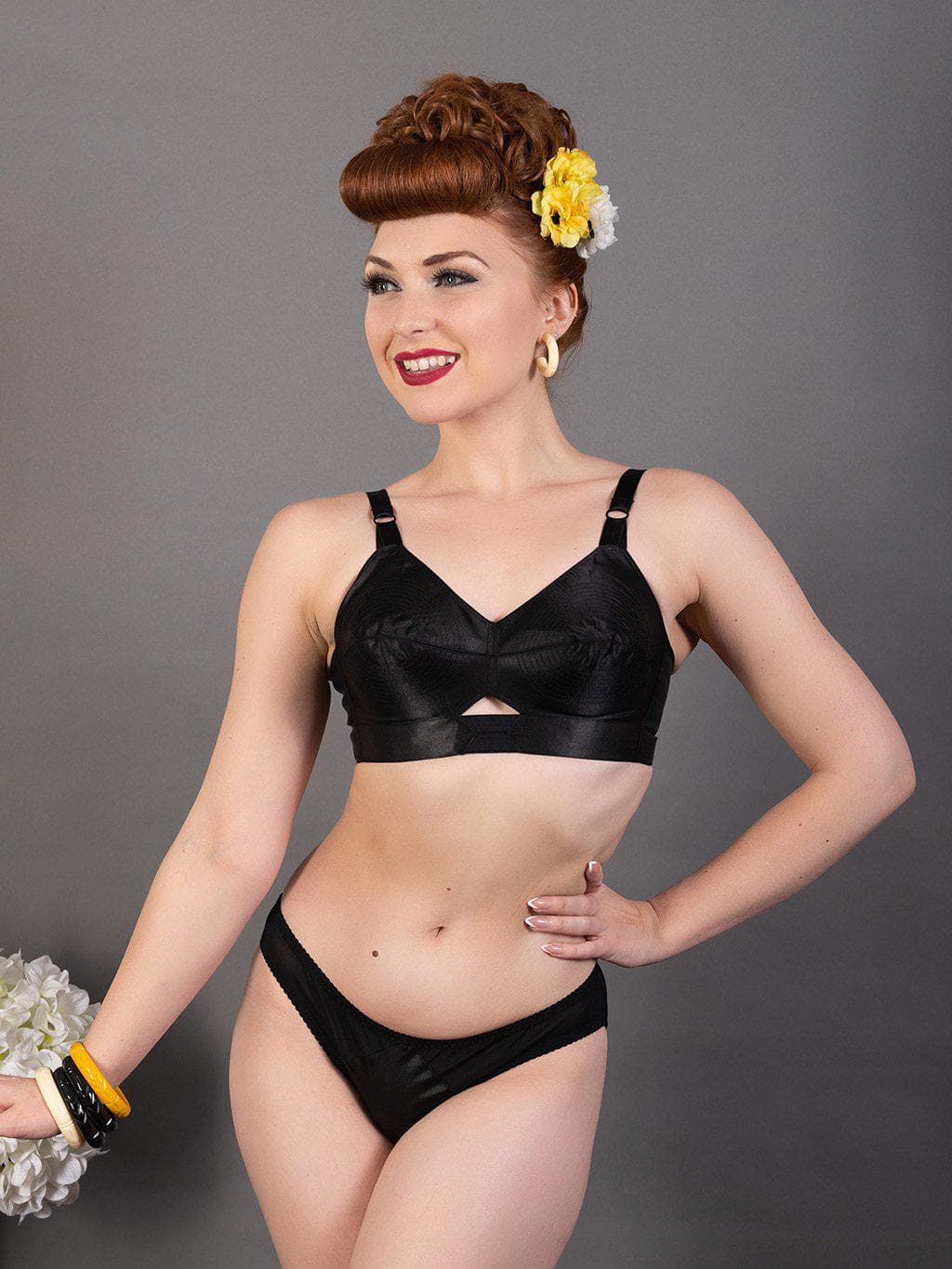 Black Satin Panties inspired by 1960s Pin Up Briefs - What Katie Did