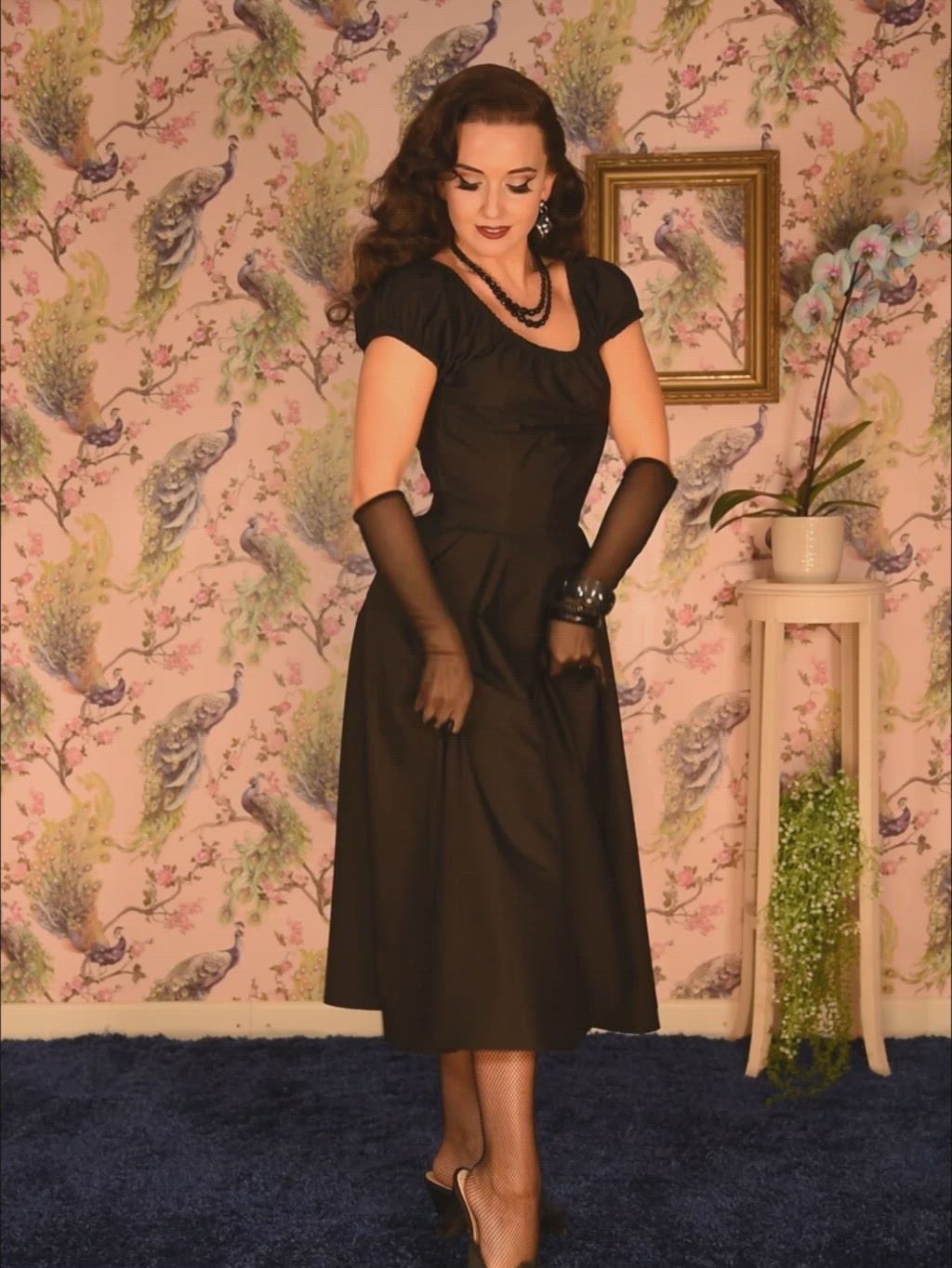black vintage milkmaid dress