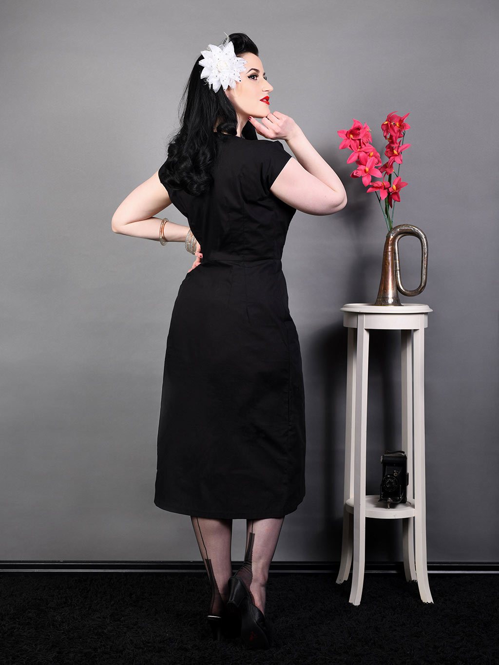 1940s black sarong dress