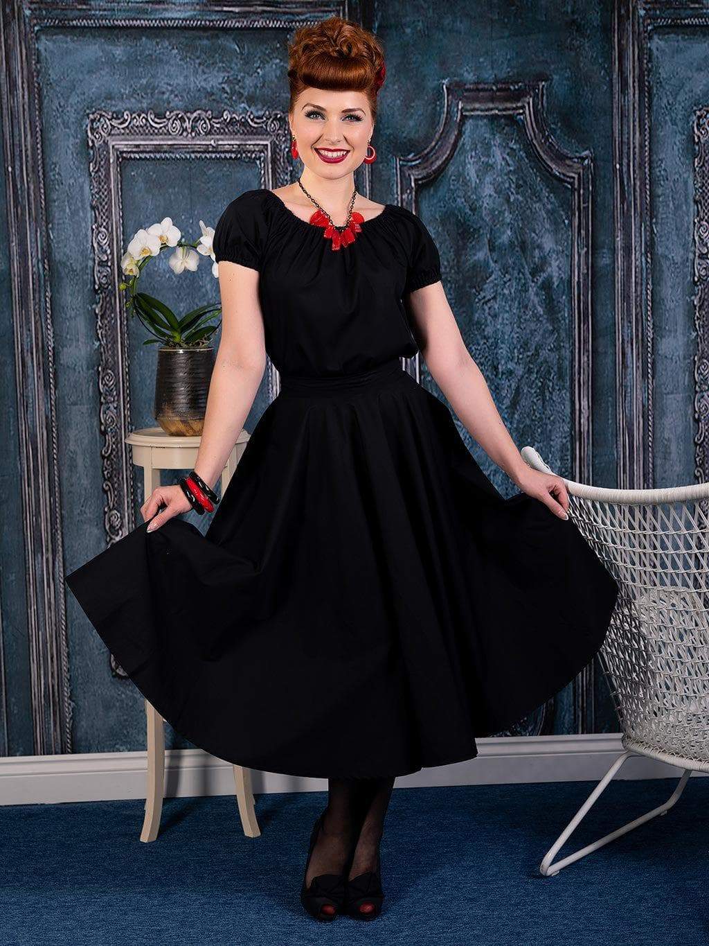 black 1950s circle skirt