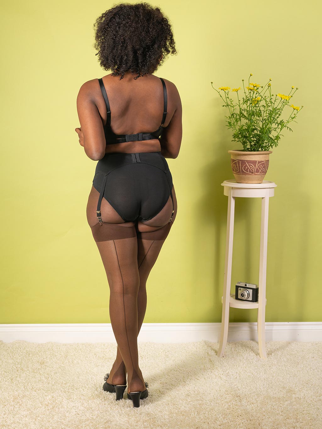 Coffee chocolate Seamed Stockings by What Katie Did.  1950s Style Contrast Seamed Nylons ideal for all skintones