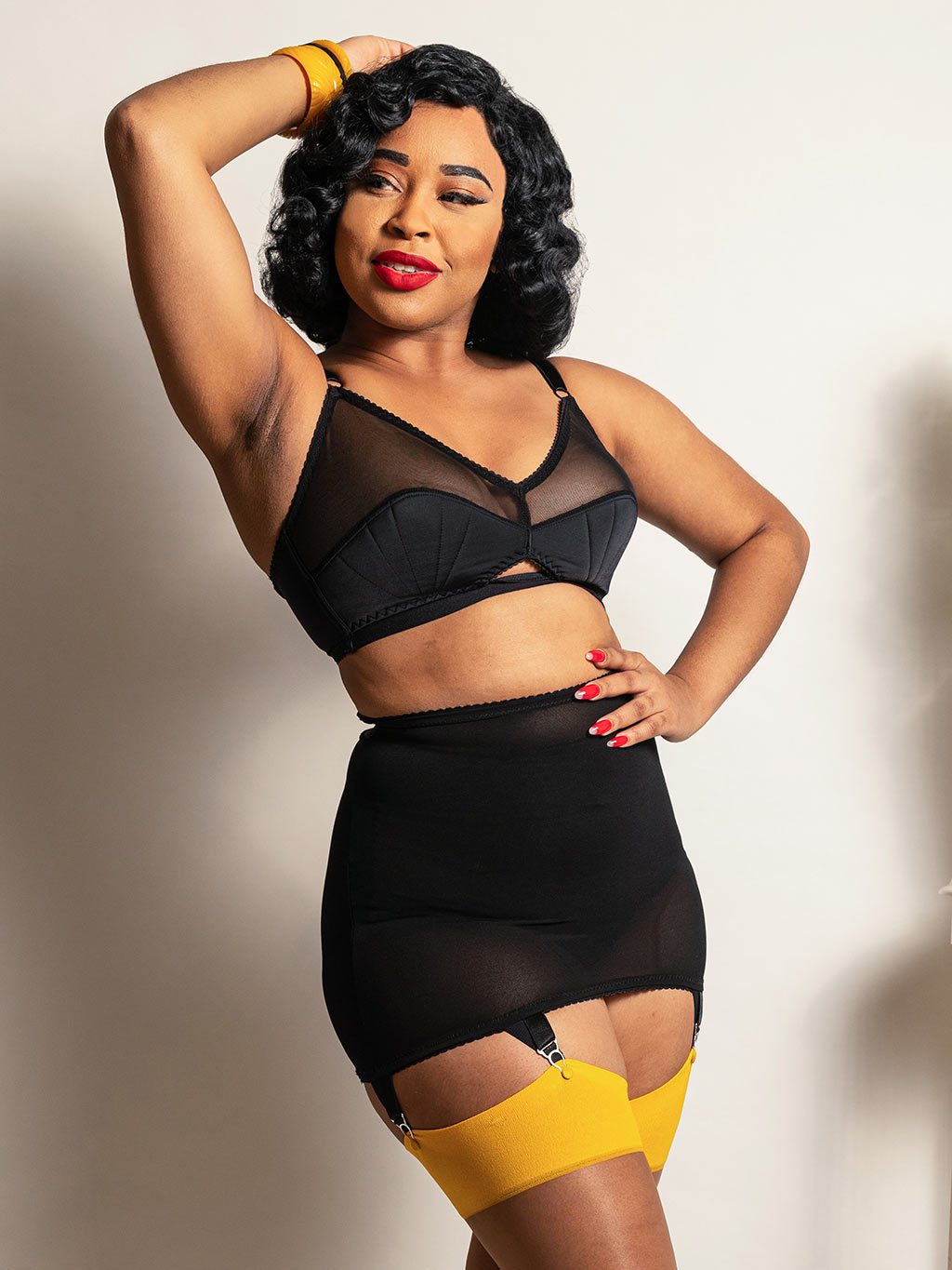 Trixie Firm Control Girdle by What Katie Did. Roll on girdle made from heavyweight powermesh ideal for a smooth line under clothing. 6 suspender clips to keep your nylons in place all day.