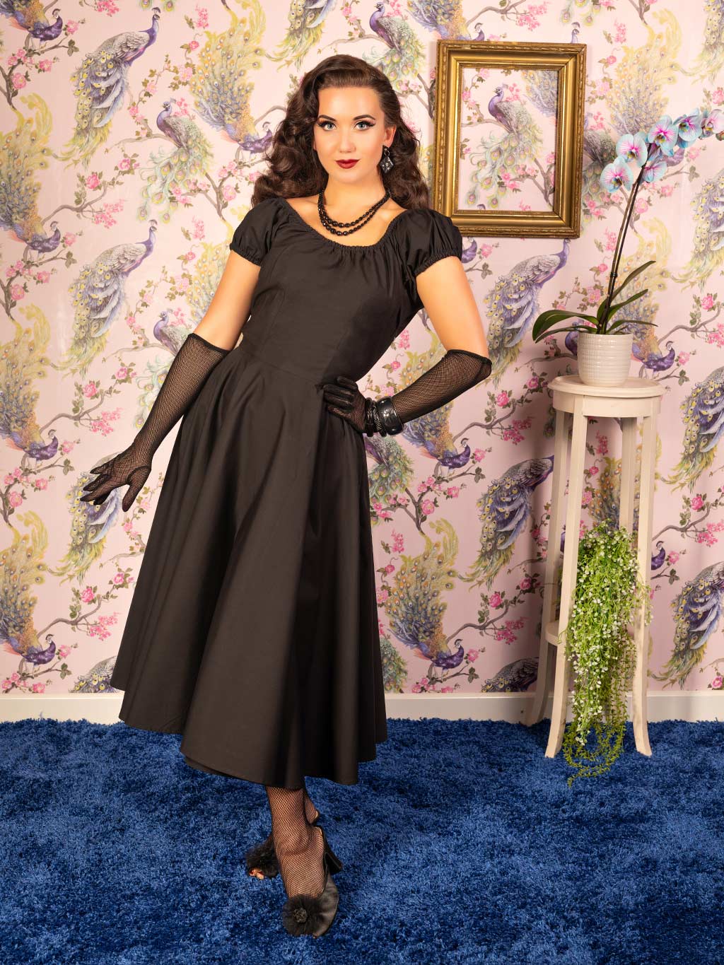 1950s black milkmaid dress