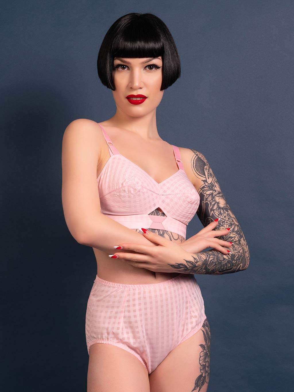 pink gingham knickers in a retro high waist style