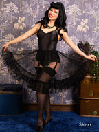 sheer frilly petticoat in black nylon