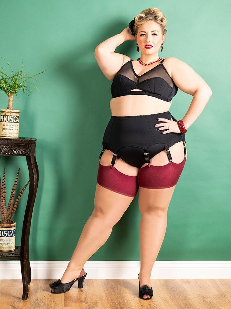 plus size contrast seamed stockings