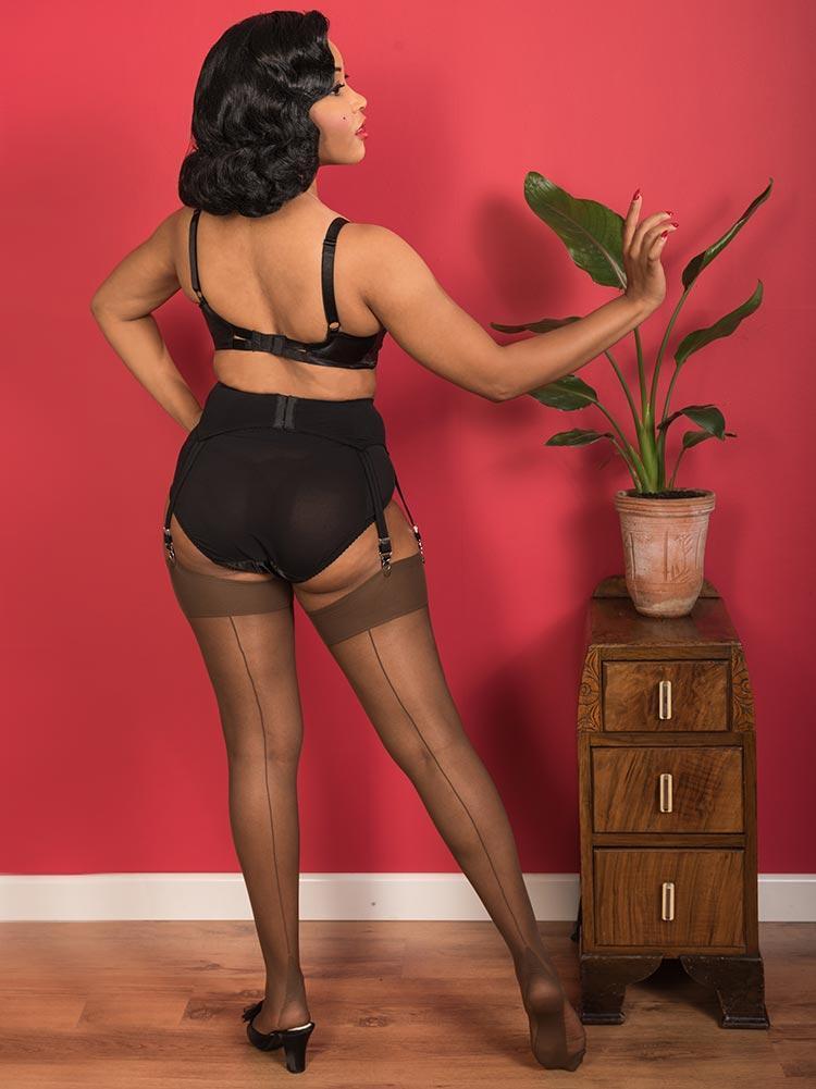 Buy retro style seamed stockings at What Katie Did including our 1950s style sheer coffee seamed stockings. Fast next day stocking shipping.