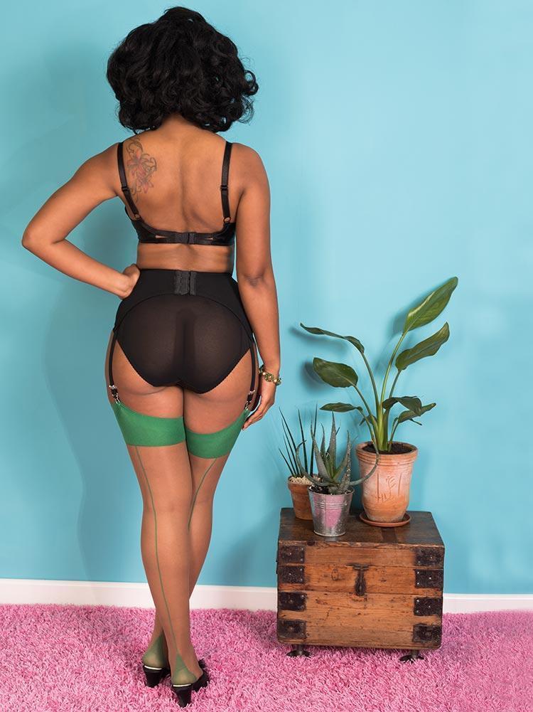Green Seamed Stockings | Contrast Seamed Stockings | Vintage Seamed Stockings