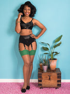 Nutmeg Seamed Stockings | Contrast Green Seamed Stockings | 1950s Seamed Stockings